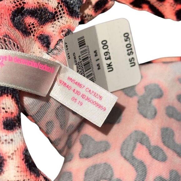 Victoria’s Secret Pink 2019 NWT neon leopard pink wide band thong - Picture 3 of 4